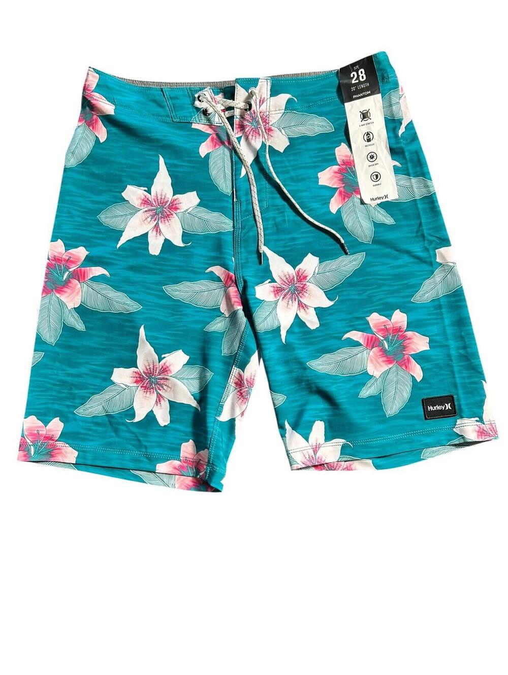 HURLEY phantom sz 28 beach board shorts swim trunks 20’ inseam eco friendly New